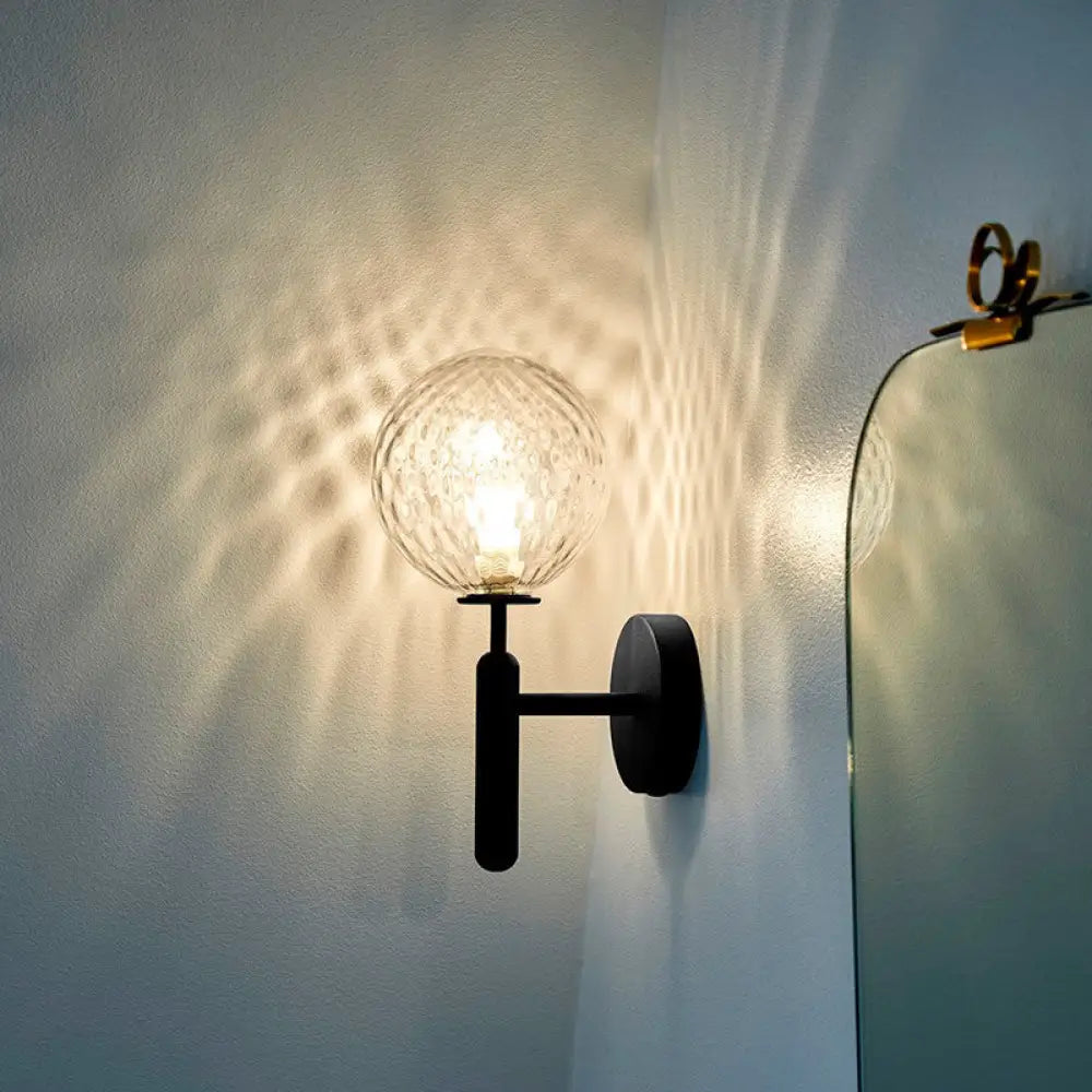 Glass Single-Bulb Stairway Wall Sconce With Simple Style Lighting Black