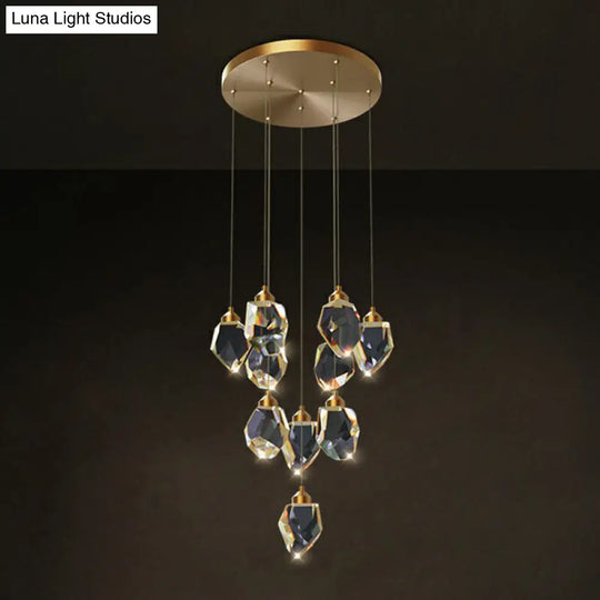 Led Multi-Pendant Gem Suspension Lighting For Dining Room Decor Clear