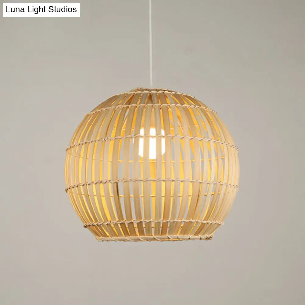 Global Bamboo Stripe Pendant Light Fixture - 1 Head Beige Restaurant Quality