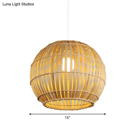 Global Bamboo Stripe Pendant Light Fixture - 1 Head Beige Restaurant Quality