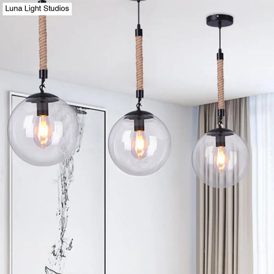 Global Glass Pendant Light - Industrial 1-Light Dining Room Ceiling Fixture Clear / 6