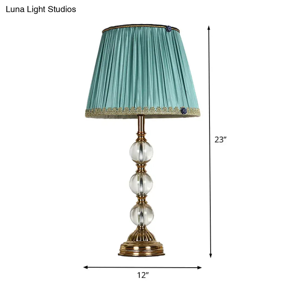 Global Hand-Cut Crystal Table Lamp - Modern Green Reading Light