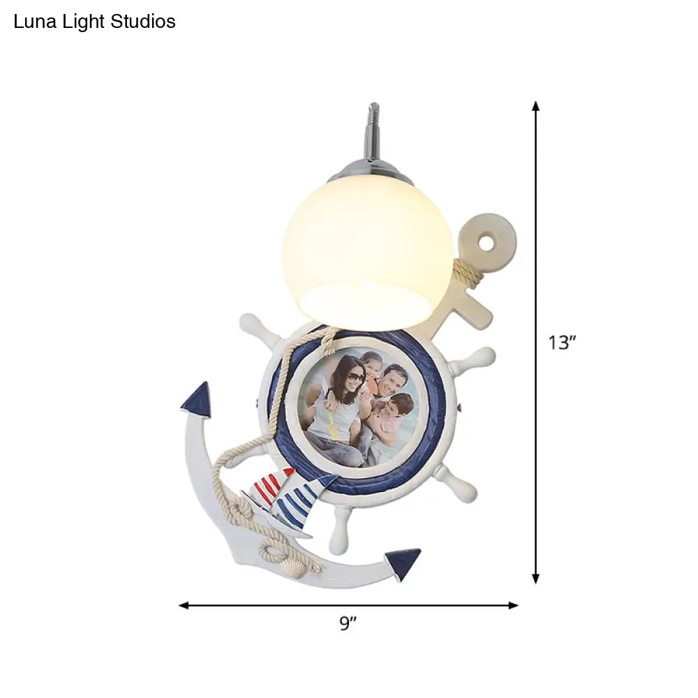 Global Wall Mounted Sconce With Milky Glass Shade For Kids