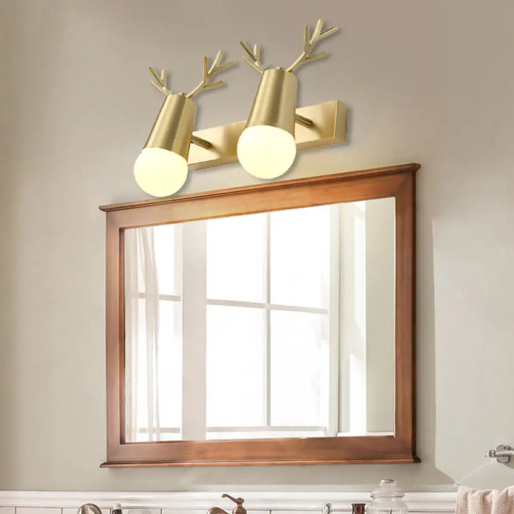 Globe Brass Wall Sconce Lighting For Traditional Bathroom Vanity - Metal 2/3-Head Design 2 /