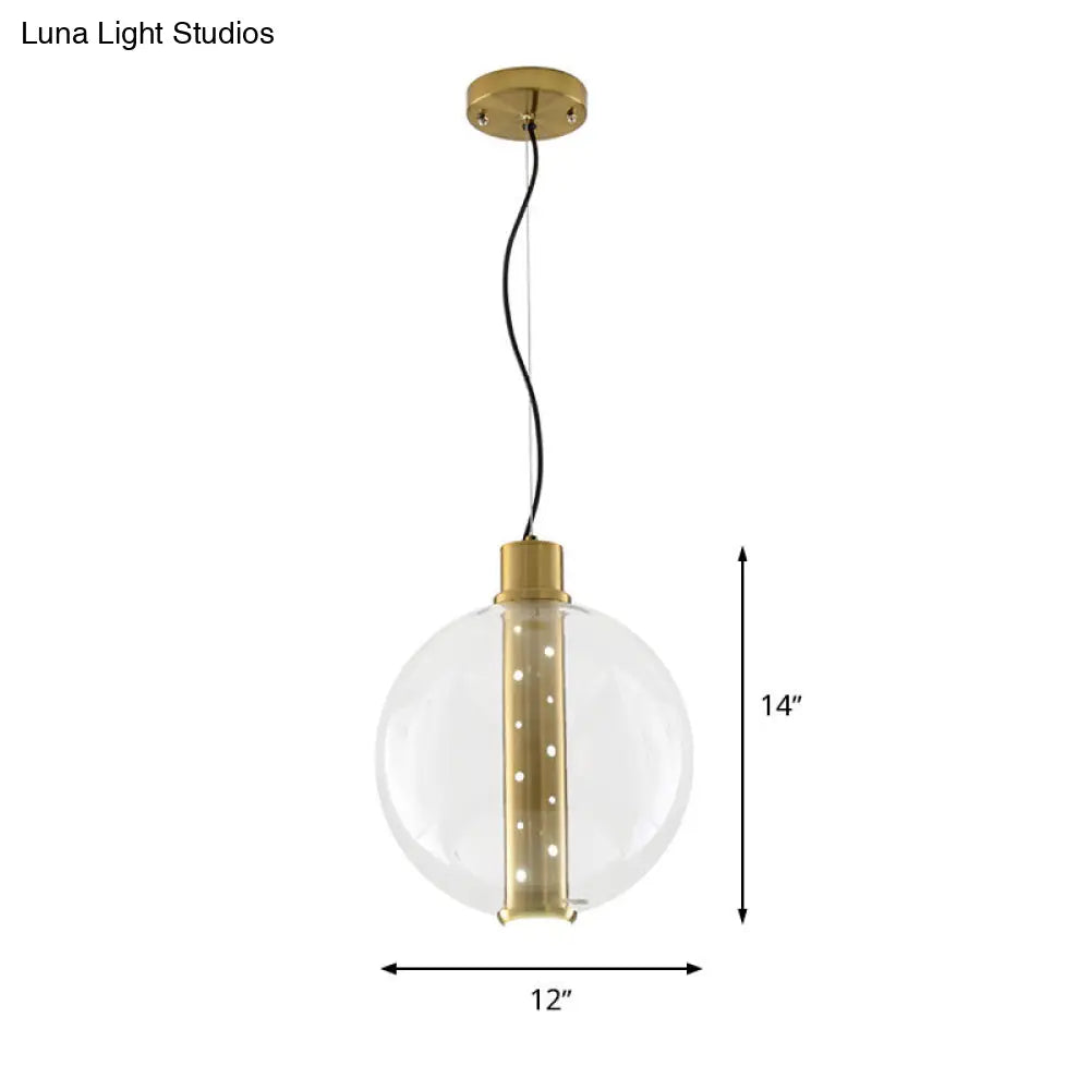 Minimalist Gold Led Glass Pendant Light For Bedroom - Globe Lighting