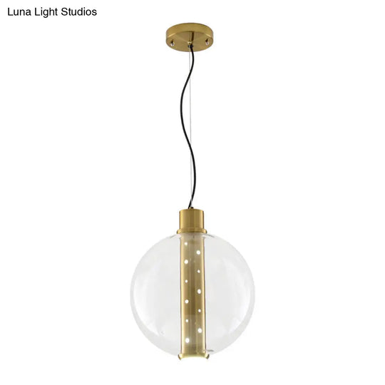 Minimalist Gold Led Glass Pendant Light For Bedroom - Globe Lighting