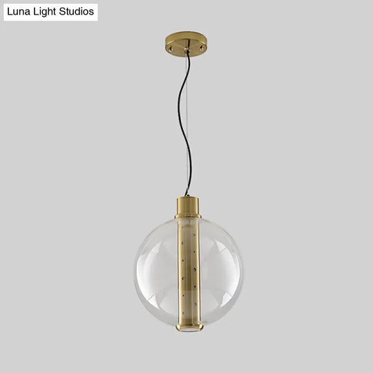 Minimalist Gold Led Glass Pendant Light For Bedroom - Globe Lighting