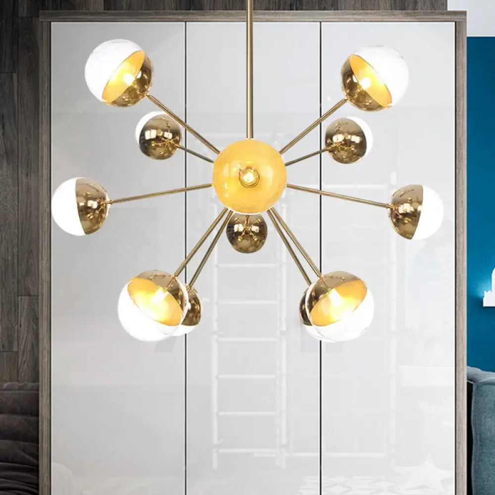 Globe Dining Room Semi Flush Mount Light With White/Clear/Smoke Grey Glass - 9/12/15 Lights