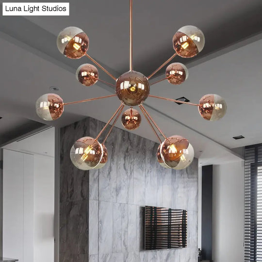 Globe Dining Room Semi Flush Mount Light With White/Clear/Smoke Grey Glass - 9/12/15 Lights