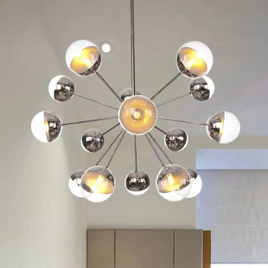 Globe Dining Room Semi Flush Mount Light With White/Clear/Smoke Grey Glass - 9/12/15 Lights