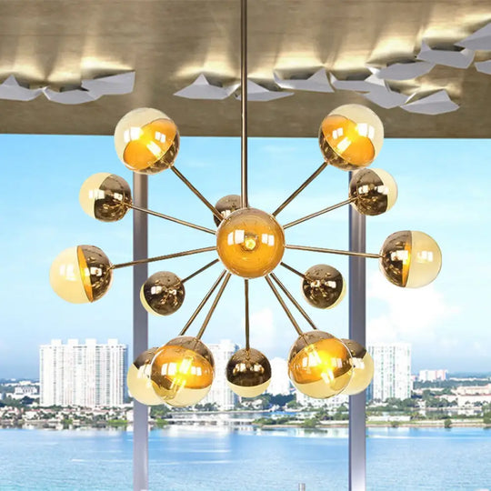 Globe Dining Room Semi Flush Mount Light With White/Clear/Smoke Grey Glass - 9/12/15 Lights