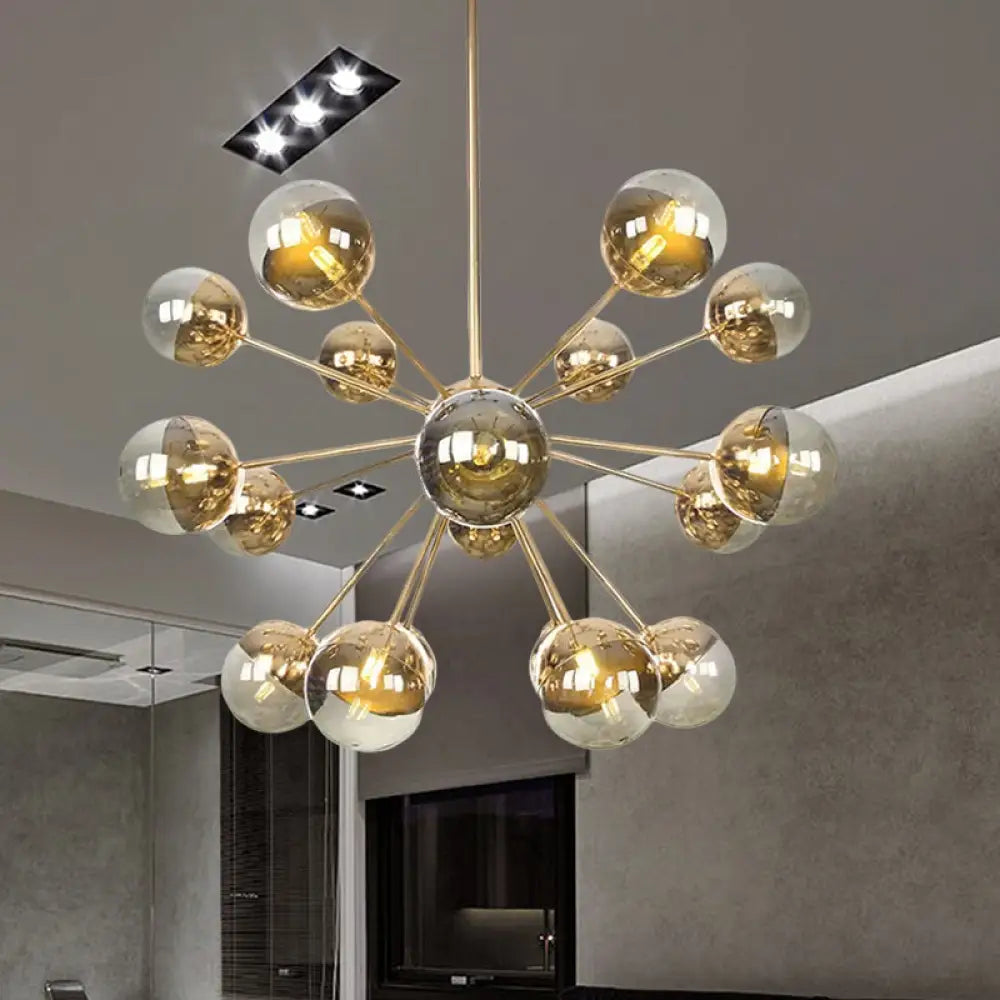 Globe Dining Room Semi Flush Mount Light With White/Clear/Smoke Grey Glass - 9/12/15 Lights