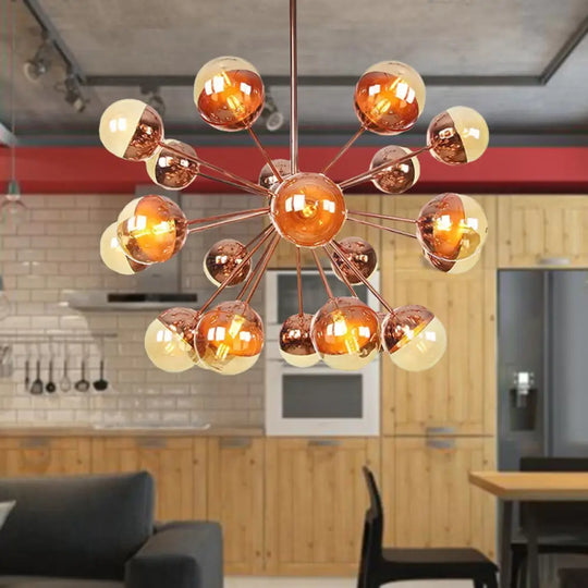 Globe Dining Room Semi Flush Mount Light With White/Clear/Smoke Grey Glass - 9/12/15 Lights