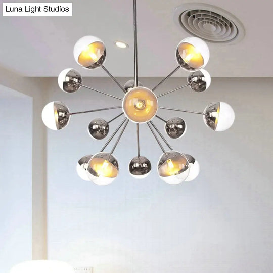 Globe Dining Room Semi Flush Mount Light With White/Clear/Smoke Grey Glass - 9/12/15 Lights