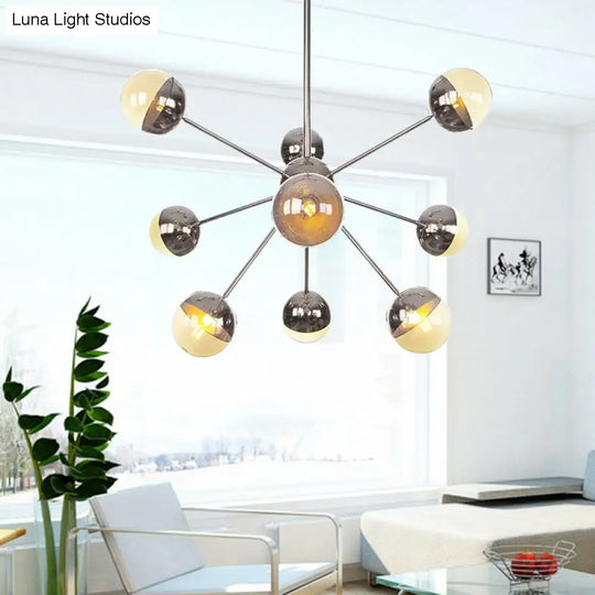 Globe Dining Room Semi Flush Mount Light With White/Clear/Smoke Grey Glass - 9/12/15 Lights