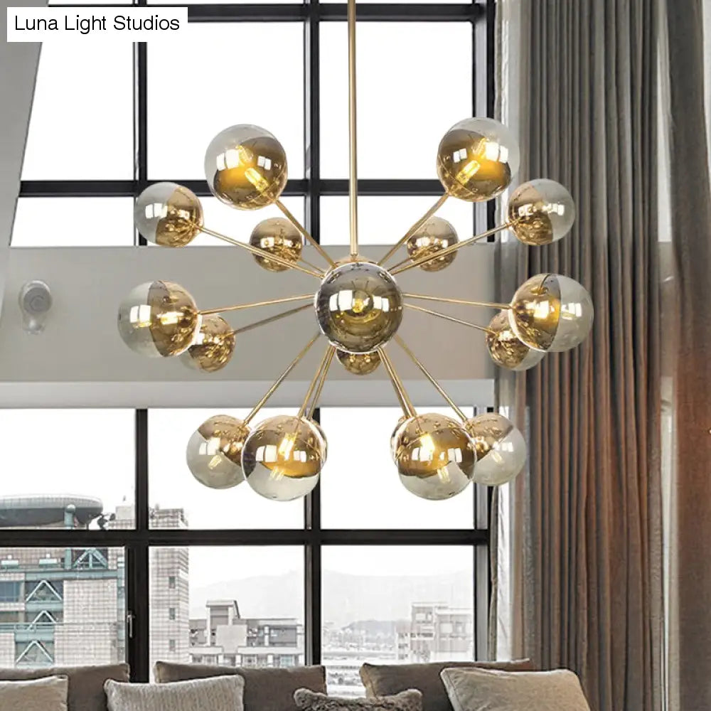 Globe Dining Room Semi Flush Mount Light With White/Clear/Smoke Grey Glass - 9/12/15 Lights