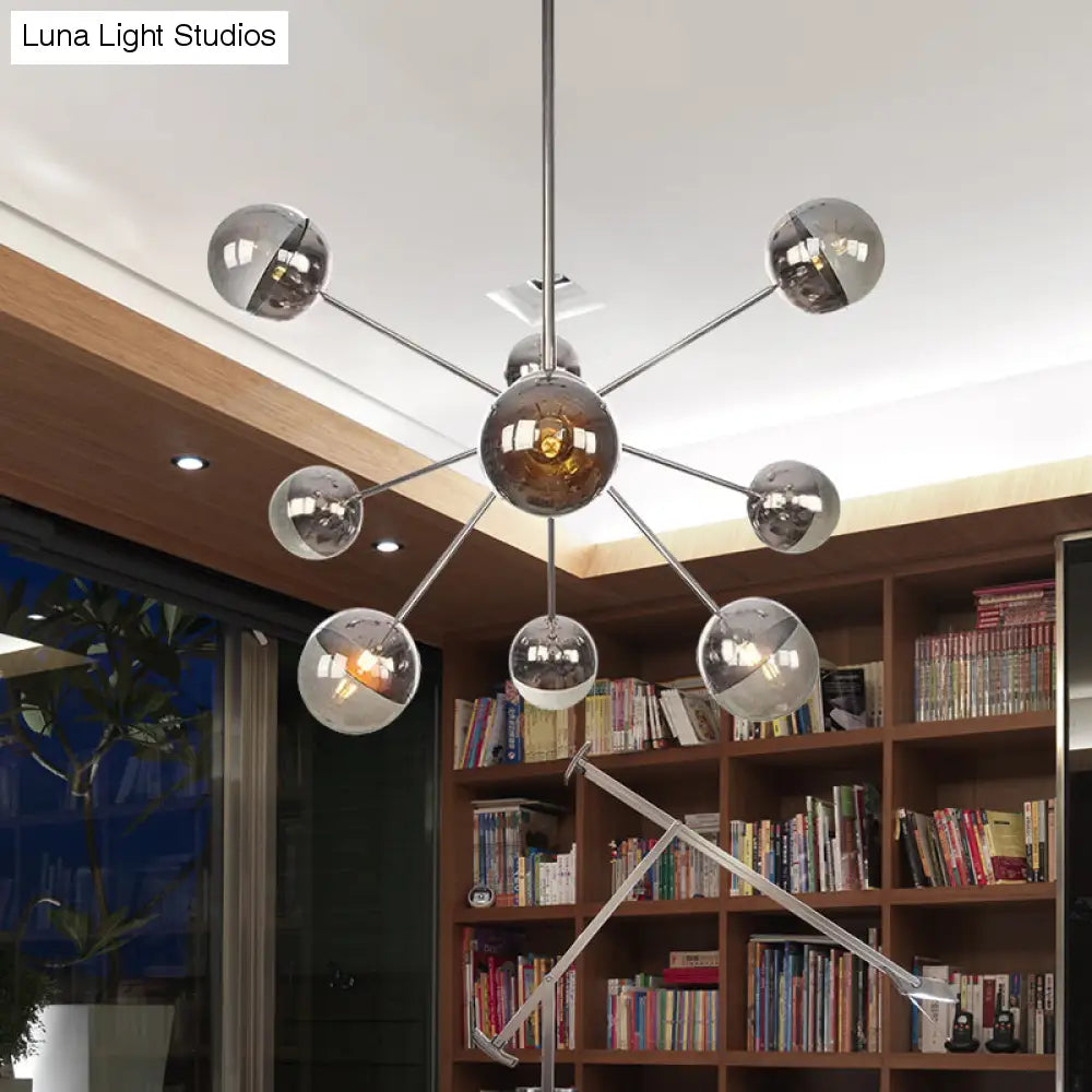 Globe Dining Room Semi Flush Mount Light With White/Clear/Smoke Grey Glass - 9/12/15 Lights