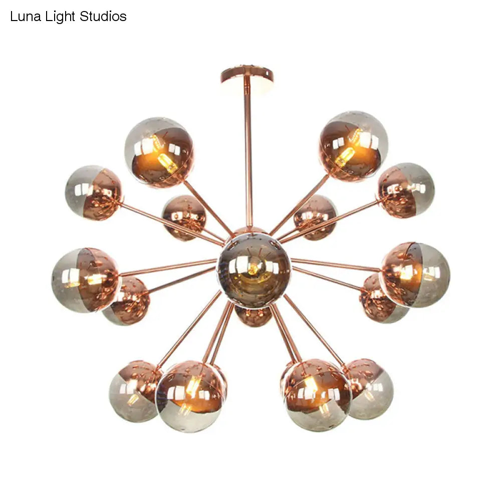 Globe Dining Room Semi Flush Mount Light With White/Clear/Smoke Grey Glass - 9/12/15 Lights