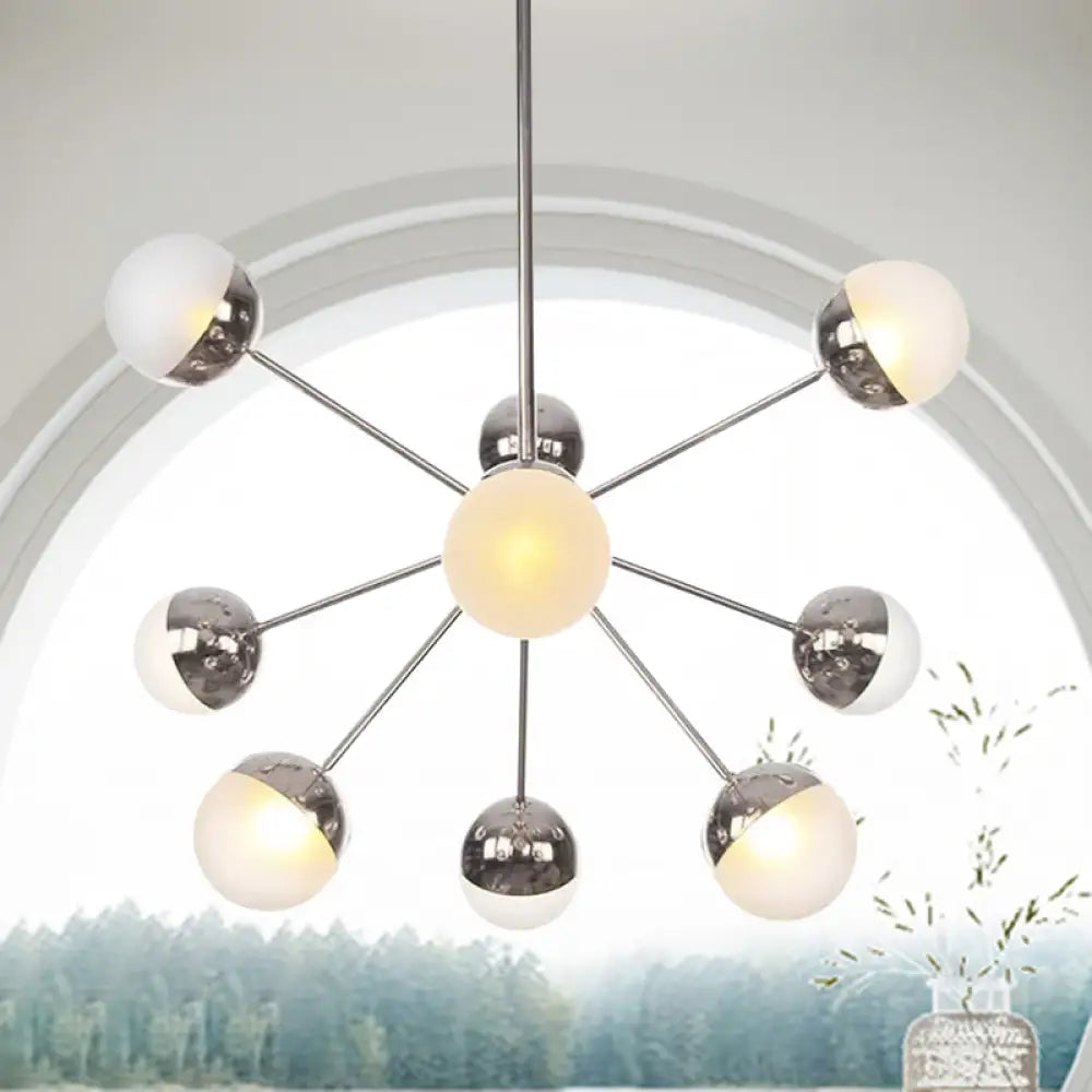 Globe Dining Room Semi Flush Mount Light With White/Clear/Smoke Grey Glass - 9/12/15 Lights