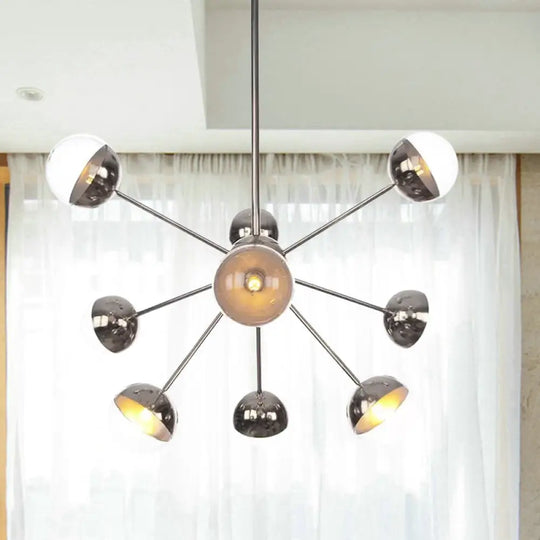 Globe Dining Room Semi Flush Mount Light With White/Clear/Smoke Grey Glass - 9/12/15 Lights