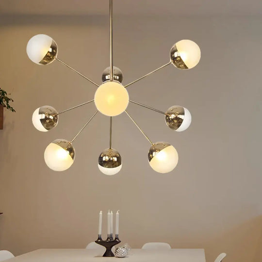 Globe Dining Room Semi Flush Mount Light With White/Clear/Smoke Grey Glass - 9/12/15 Lights