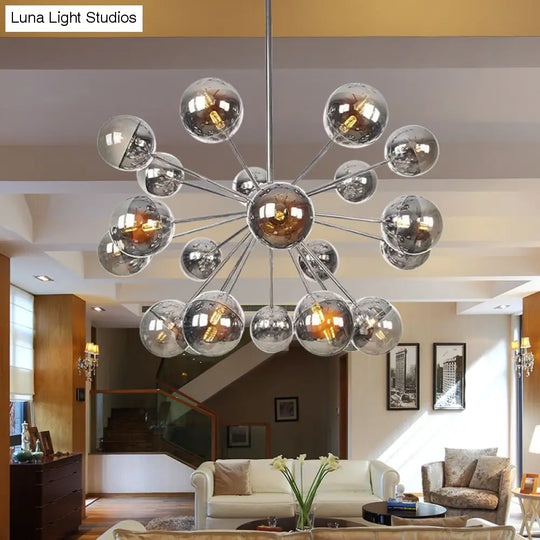 Globe Dining Room Semi Flush Mount Light With White/Clear/Smoke Grey Glass - 9/12/15 Lights