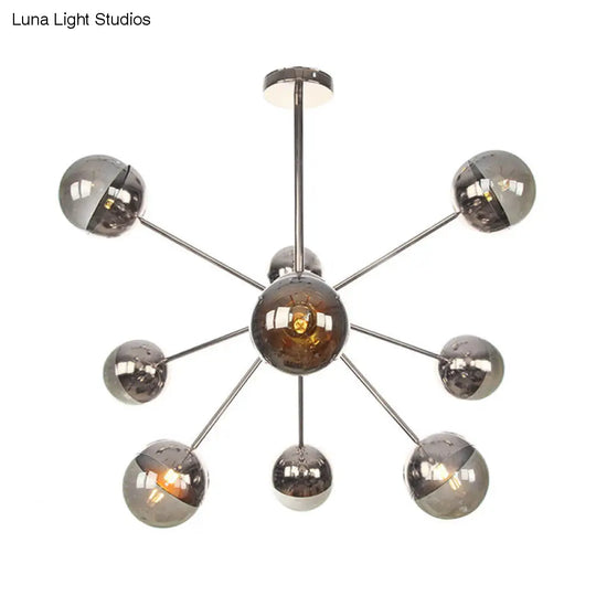 Globe Dining Room Semi Flush Mount Light With White/Clear/Smoke Grey Glass - 9/12/15 Lights