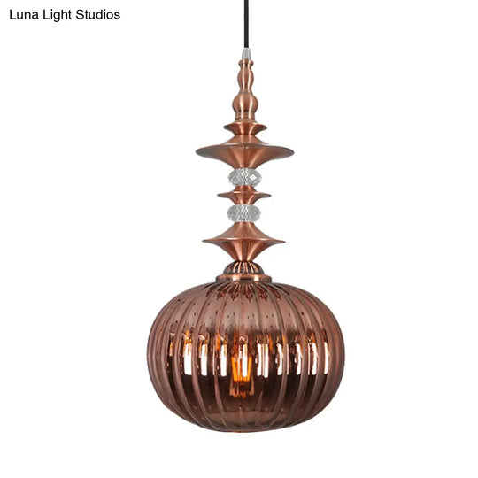 Globe Glass Ceiling Lamp - Modern 1 Head Hanging Kit For Dining Room Copper/Chrome/Gold Finish