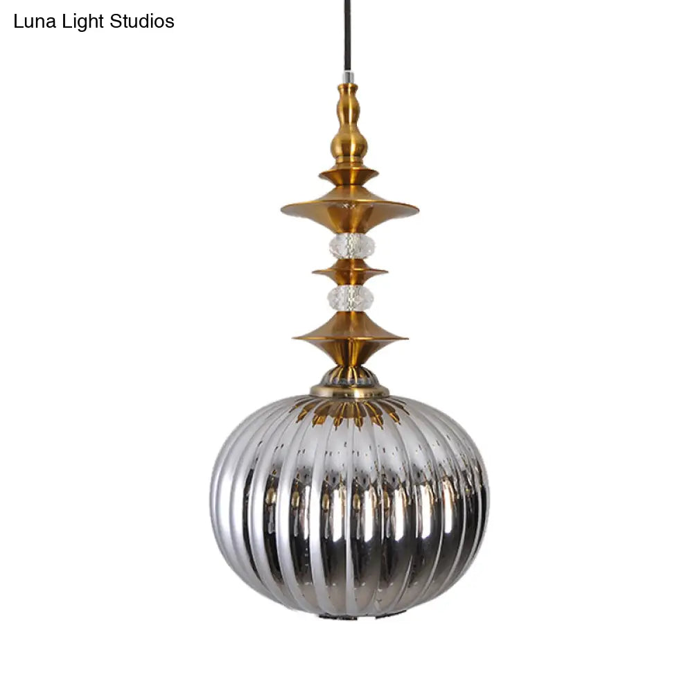 Globe Glass Ceiling Lamp - Modern 1 Head Hanging Kit For Dining Room Copper/Chrome/Gold Finish