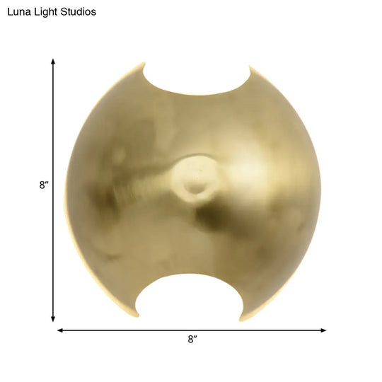 Globe Wall Mount Metal Led Lamp In Gold For Bedroom Lighting