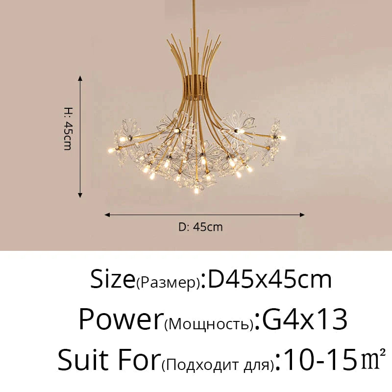 Glory - Led Flowers Chandeliers 13Heads Gold 45Cm / 3 Colors No Remote