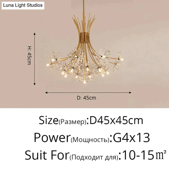 Glory - Led Flowers Chandeliers 13Heads Gold 45Cm / 3 Colors No Remote