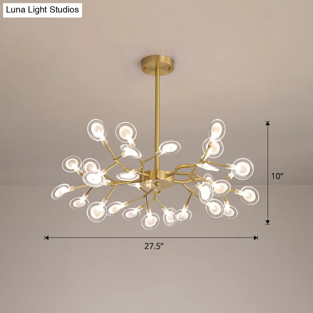 Glowworm Chandelier - Postmodern Acrylic Hanging Light For Dining Room 30 / Brass