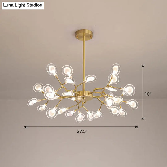 Glowworm Chandelier - Postmodern Acrylic Hanging Light For Dining Room 30 / Brass