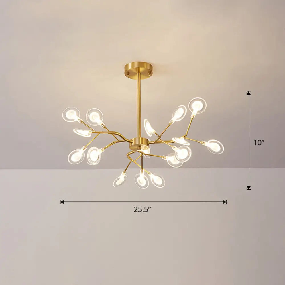 Glowworm Chandelier: Postmodern Acrylic Hanging Light For Dining Room 18 / Brass