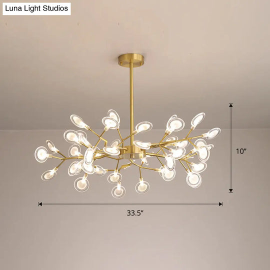 Glowworm Chandelier - Postmodern Acrylic Hanging Light For Dining Room 45 / Brass