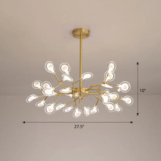 Glowworm Chandelier: Postmodern Acrylic Hanging Light For Dining Room 30 / Brass