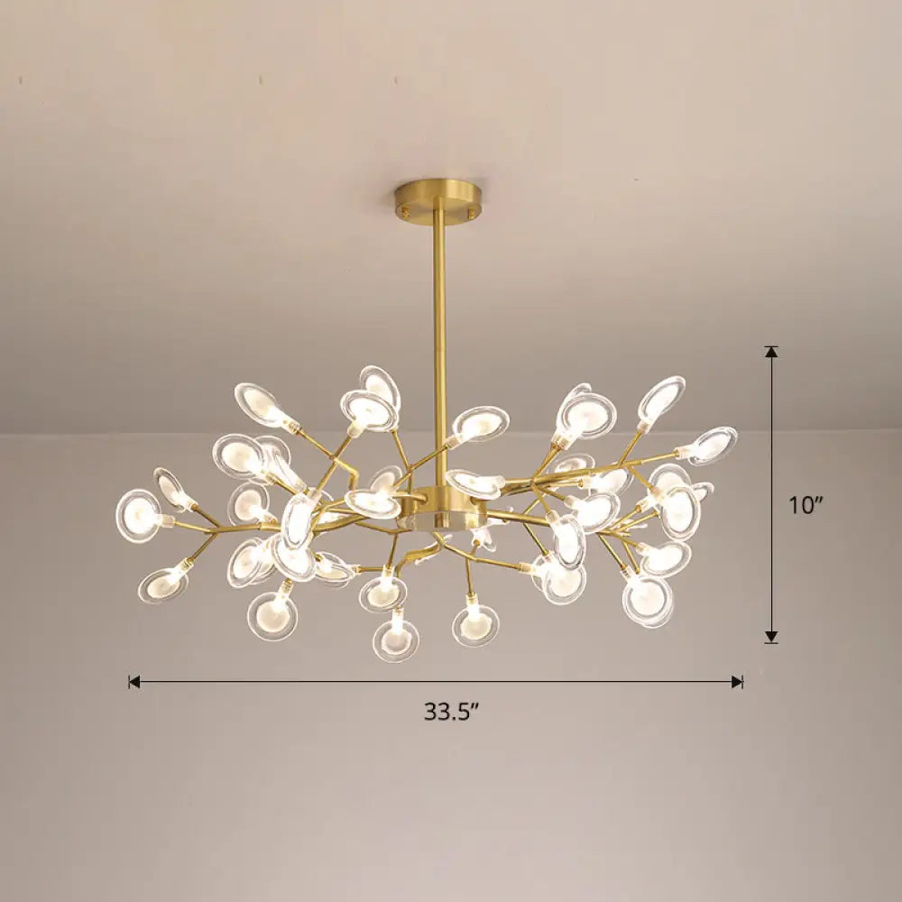 Glowworm Chandelier: Postmodern Acrylic Hanging Light For Dining Room 45 / Brass