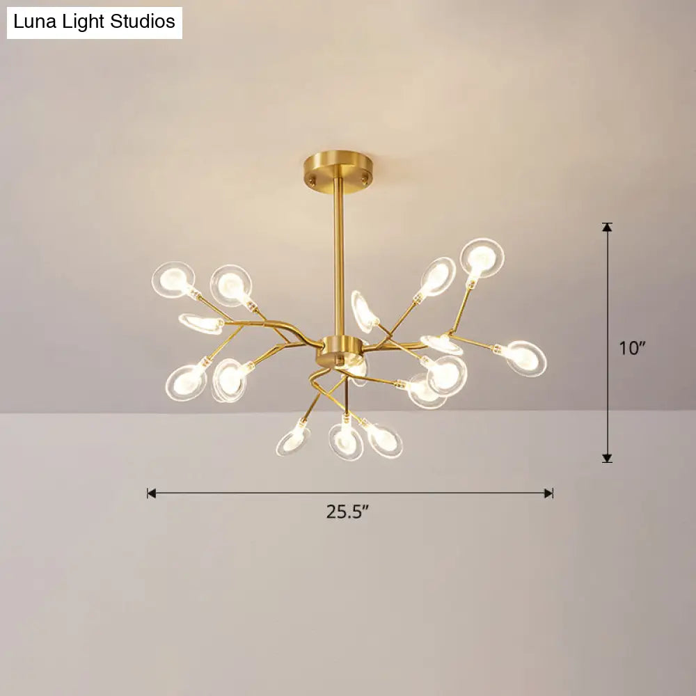 Glowworm Chandelier - Postmodern Acrylic Hanging Light For Dining Room 18 / Brass