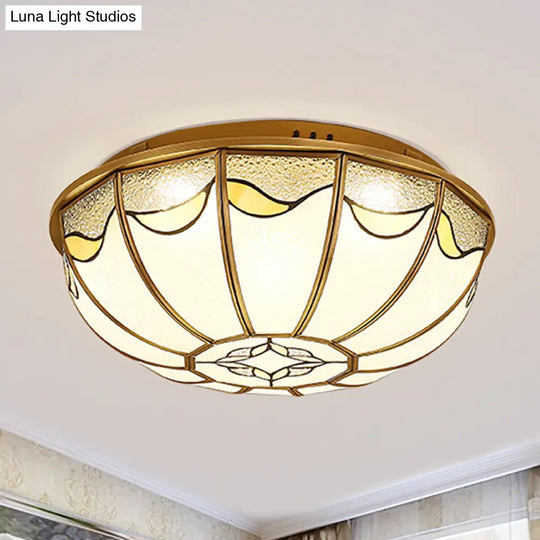 Gold 4/5 Lights Ceiling Mount Antique Opal Glass Flush Light Fixture 18“/21.5” W For Bedroom