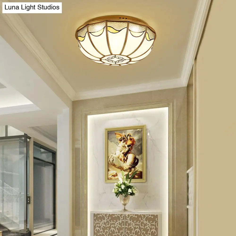 Gold 4/5 Lights Ceiling Mount Antique Opal Glass Flush Light Fixture 18/21.5 W For Bedroom With