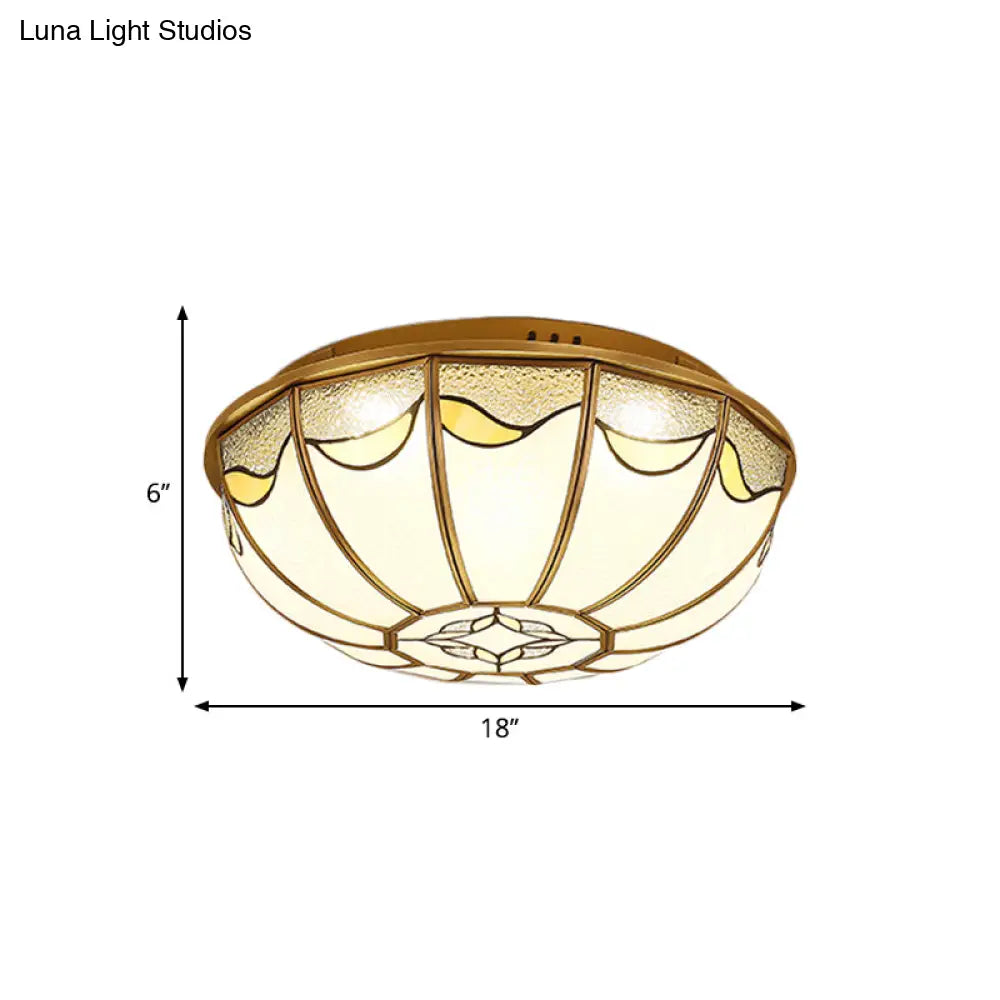 Gold 4/5 Lights Ceiling Mount Antique Opal Glass Flush Light Fixture 18“/21.5” W For Bedroom