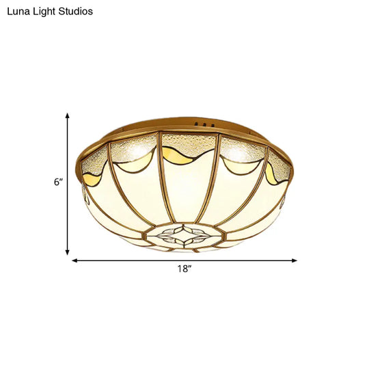 Gold 4/5 Lights Ceiling Mount Antique Opal Glass Flush Light Fixture 18“/21.5” W For Bedroom