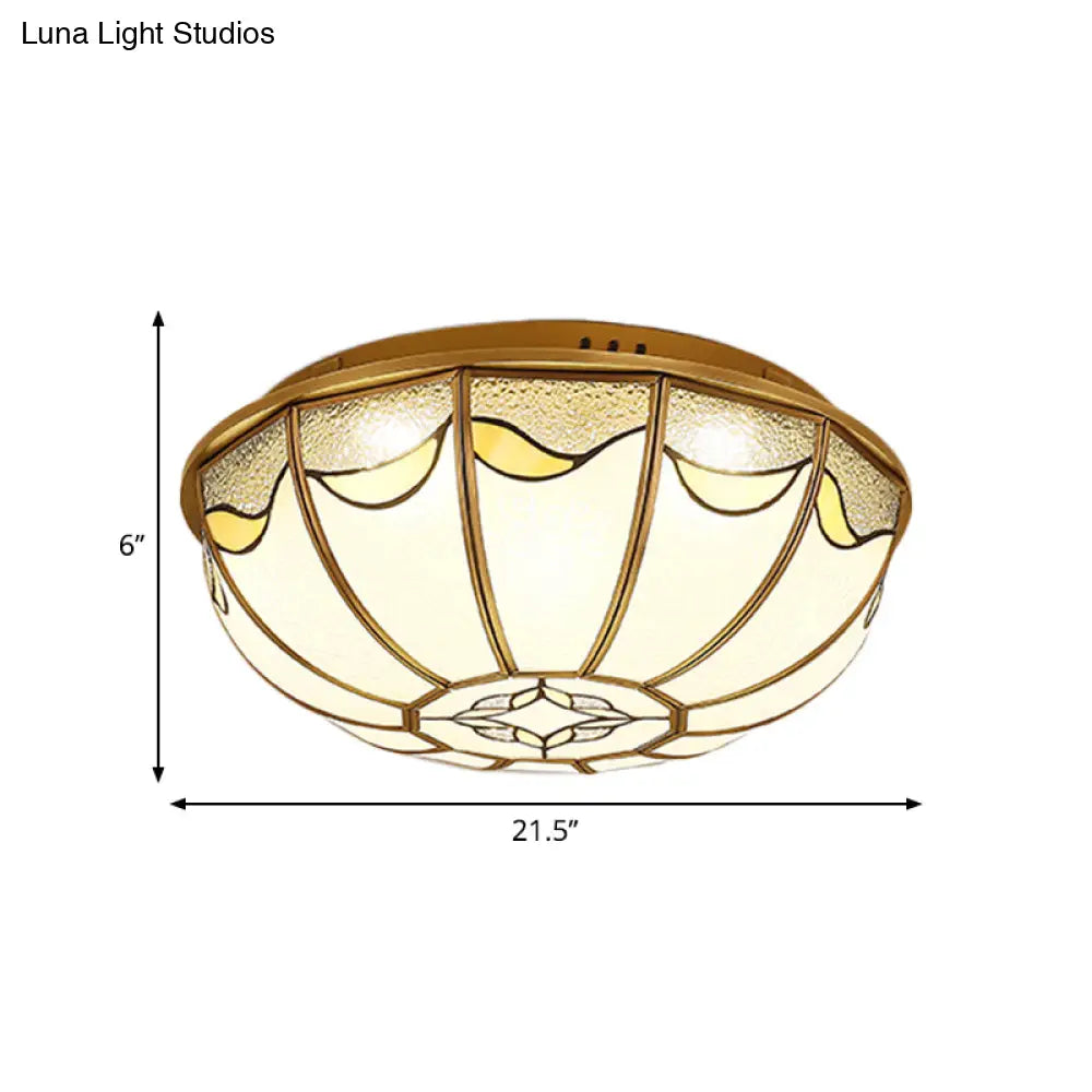 Gold 4/5 Lights Ceiling Mount Antique Opal Glass Flush Light Fixture 18/21.5 W For Bedroom With