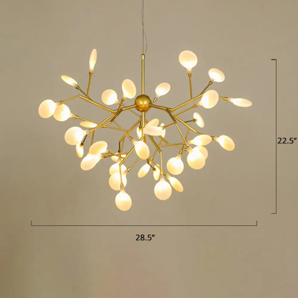 Gold Acrylic Firefly Chandelier: Nordic Style Led Pendant Lamp For Restaurants 36 /