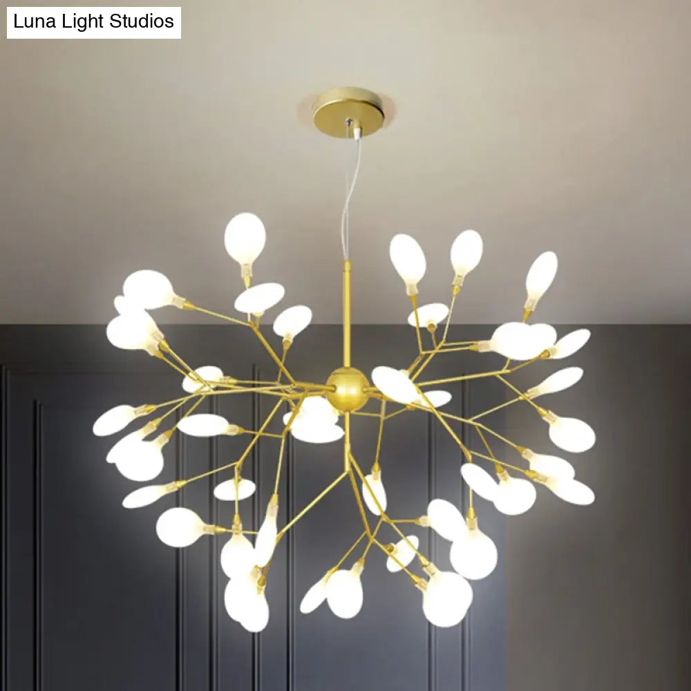 Gold Acrylic Firefly Chandelier: Nordic Style Led Pendant Lamp For Restaurants