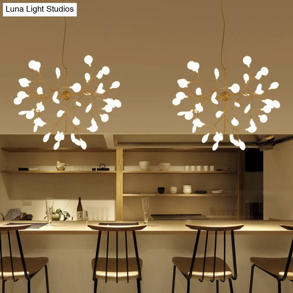 Gold Acrylic Firefly Led Chandelier: Modern Style Kitchen Suspension Lamp