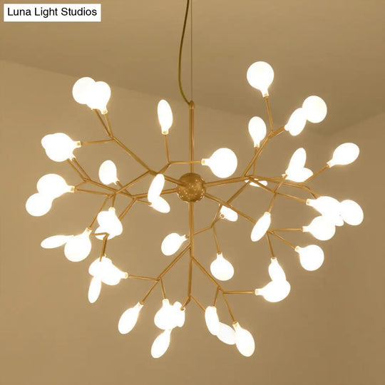 Gold Led Chandelier: Modern Acrylic Firefly Suspension Lighting For Kitchen