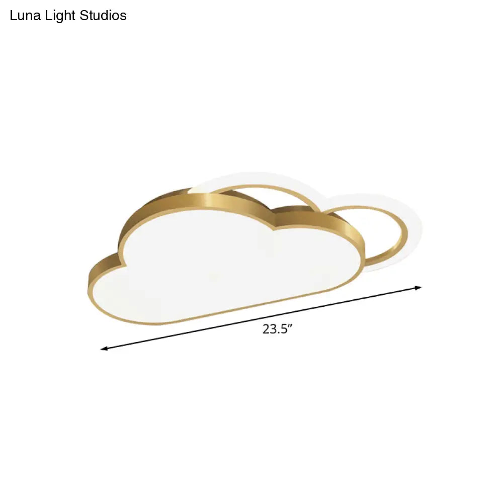 Gold Acrylic Led Bedroom Ceiling Flush Mount With Simplicity Cloud Shape