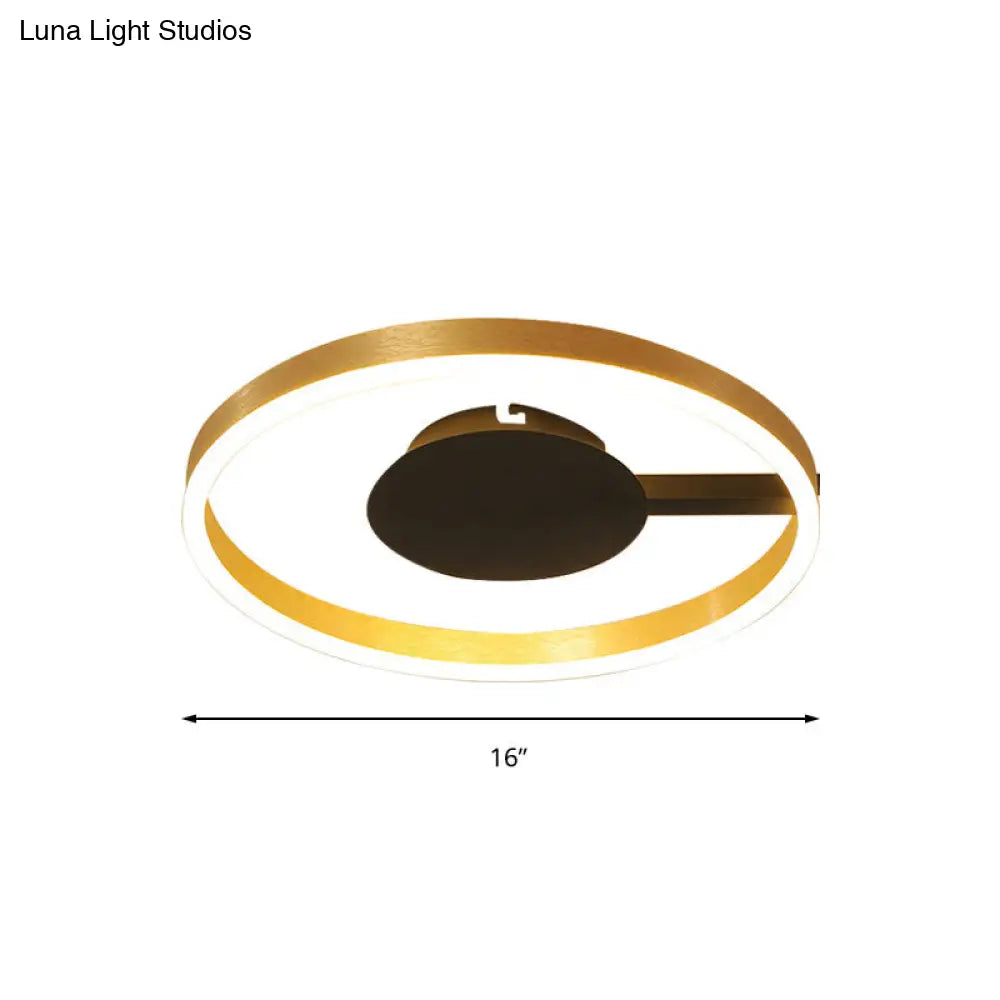 Gold Acrylic Led Flush Ceiling Light For Study Room